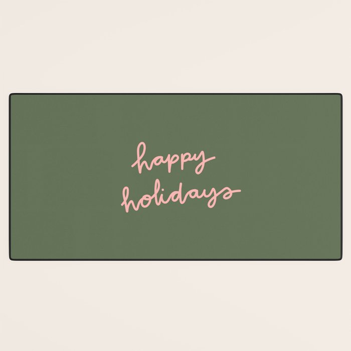 Happy Holidays Green & Pink Desk Mat Gallery Image 3