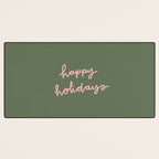 Happy Holidays Green & Pink Desk Mat Gallery Image 3