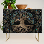 Tree of life -Yggdrasil Golden and Marble ornament Credenza Gallery Image 1