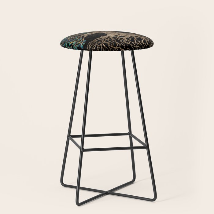 Tree of life -Yggdrasil Golden and Marble ornament Stool Gallery Image 1