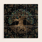 Tree of life -Yggdrasil Golden and Marble ornament Wood Wall Art Gallery Image 1