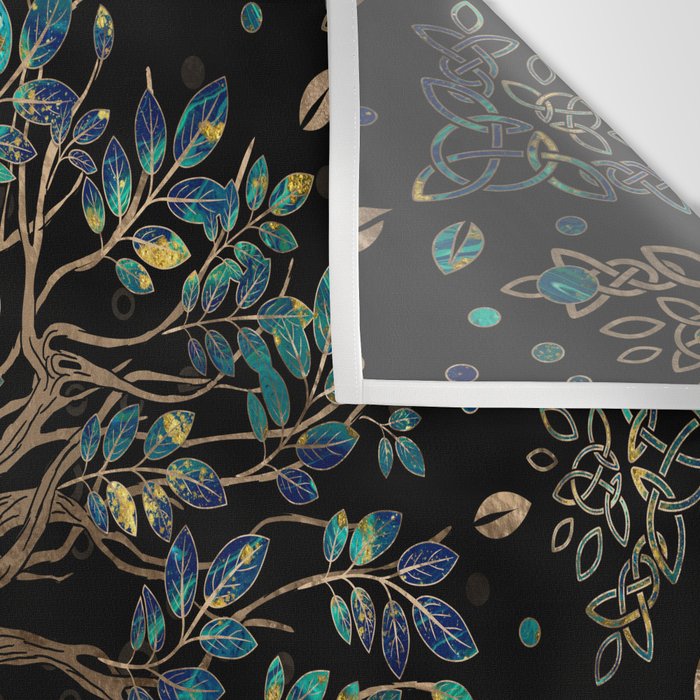 Tree of life -Yggdrasil Golden and Marble ornament Wall Tapestry Gallery Image 3