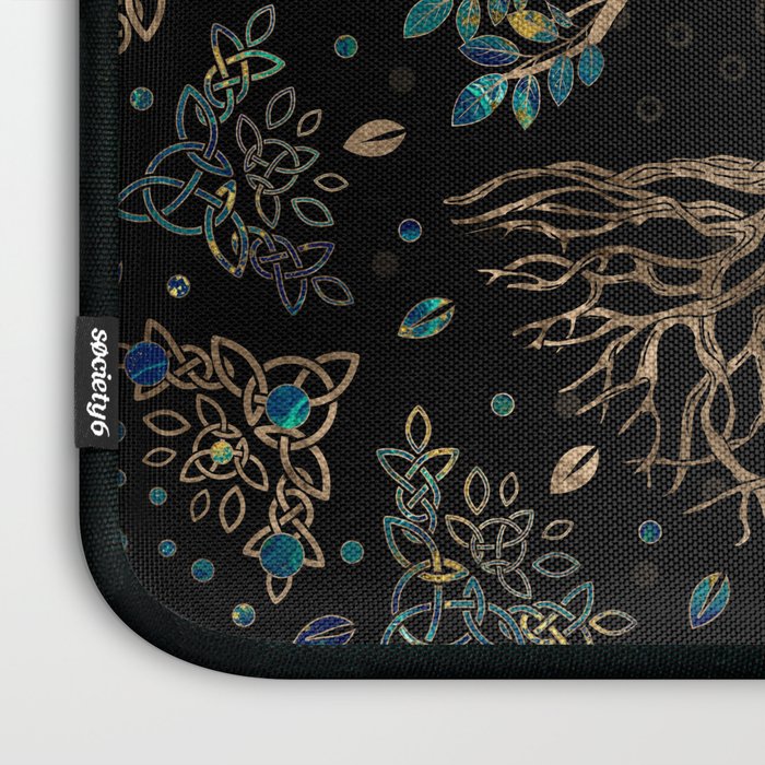Tree of life -Yggdrasil Golden and Marble ornament Laptop Sleeve Gallery Image 3