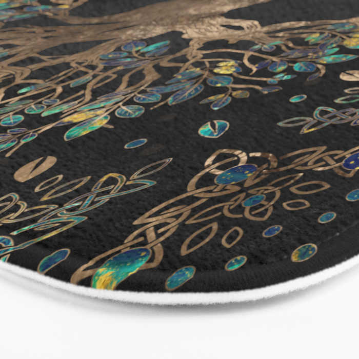 Tree of life -Yggdrasil Golden and Marble ornament Bath Mat Gallery Image 3