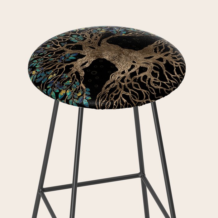 Tree of life -Yggdrasil Golden and Marble ornament Stool Gallery Image 2