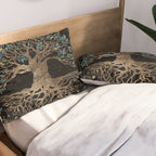 Tree of life -Yggdrasil Golden and Marble ornament Pillow Sham Gallery Image 2