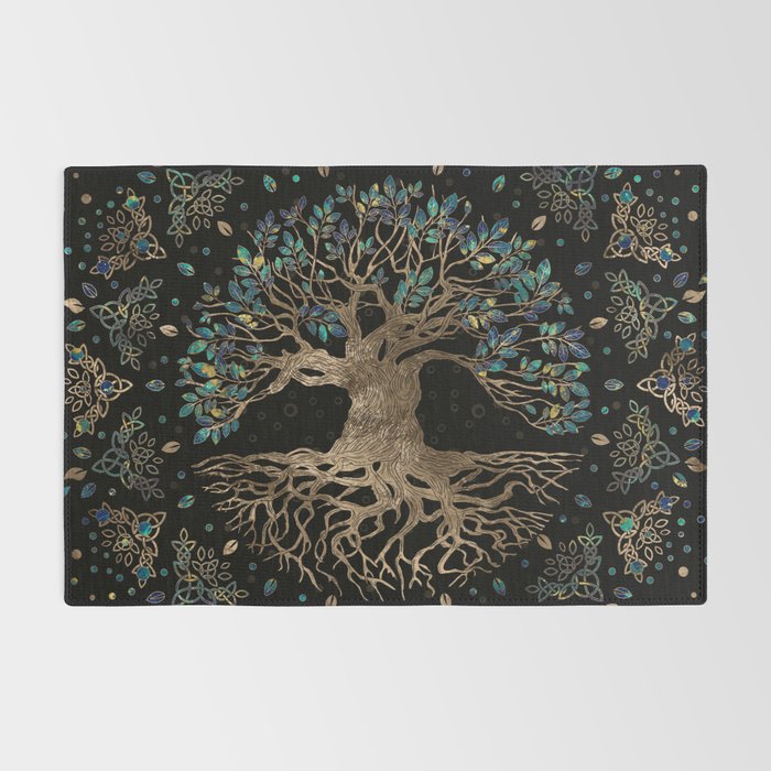 Tree of life -Yggdrasil Golden and Marble ornament Rug Gallery Image 2