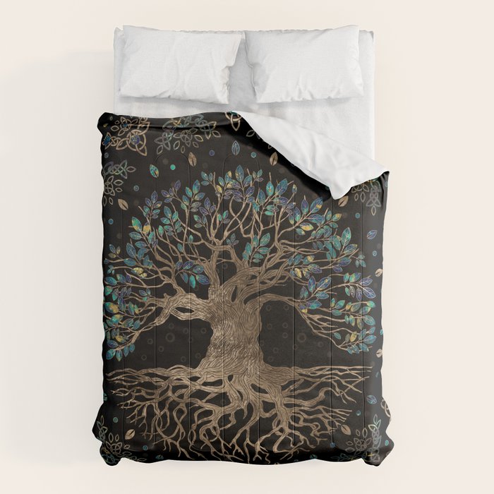 Tree of life -Yggdrasil Golden and Marble ornament Comforter Gallery Image 6