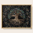 Tree of life -Yggdrasil Golden and Marble ornament Serving Tray Gallery Image 1