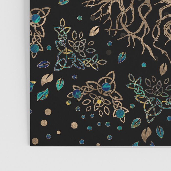 Tree of life -Yggdrasil Golden and Marble ornament Poster Gallery Image 3