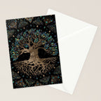 Tree of life -Yggdrasil Golden and Marble ornament Stationery Card Gallery Image 2