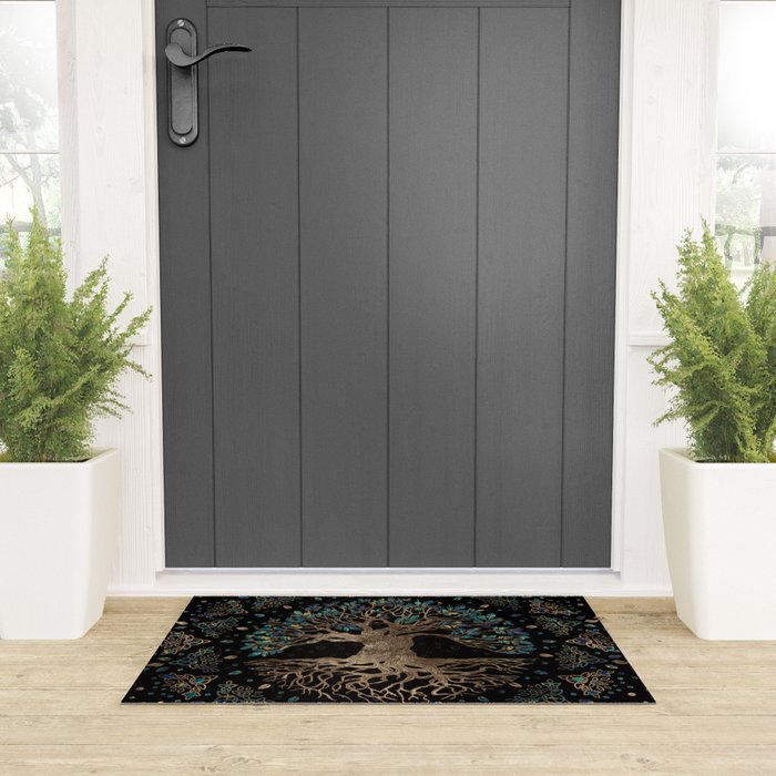 Tree of life -Yggdrasil Golden and Marble ornament Welcome Mat Gallery Image 3