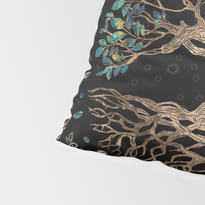 Tree of life -Yggdrasil Golden and Marble ornament Pillow Sham Gallery Image 4
