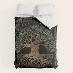 Tree of life -Yggdrasil Golden and Marble ornament Duvet Cover Gallery Image 6