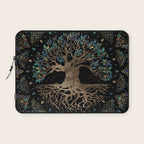 Tree of life -Yggdrasil Golden and Marble ornament Laptop Sleeve Gallery Image 1