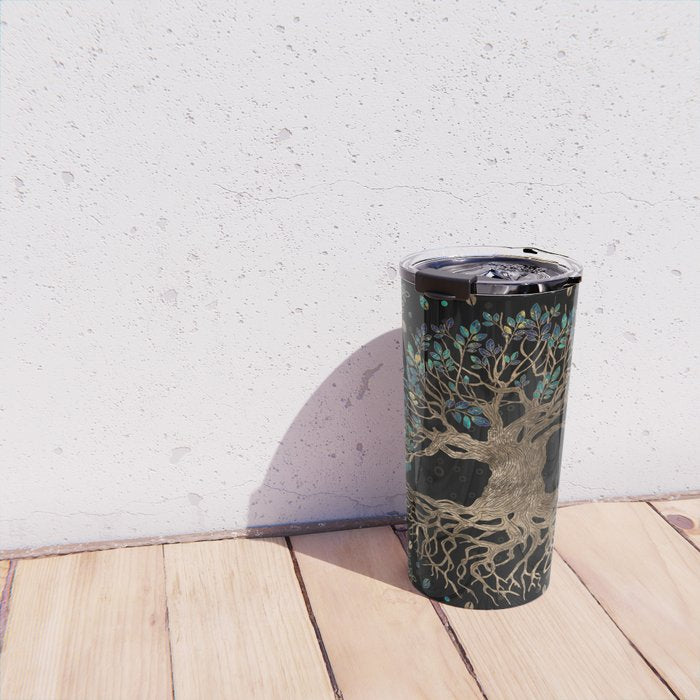 Tree of life -Yggdrasil Golden and Marble ornament Travel Mug Gallery Image 4