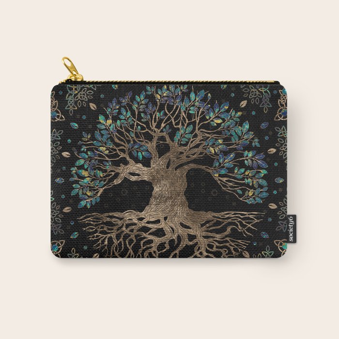 Tree of life -Yggdrasil Golden and Marble ornament Carry All Pouch Gallery Image 1