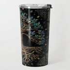 Tree of life -Yggdrasil Golden and Marble ornament Travel Mug Gallery Image 2