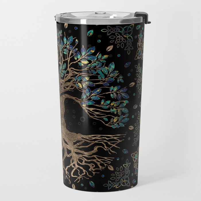 Tree of life -Yggdrasil Golden and Marble ornament Travel Mug Gallery Image 2