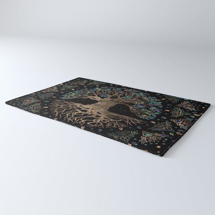 Tree of life -Yggdrasil Golden and Marble ornament Rug Gallery Image 3