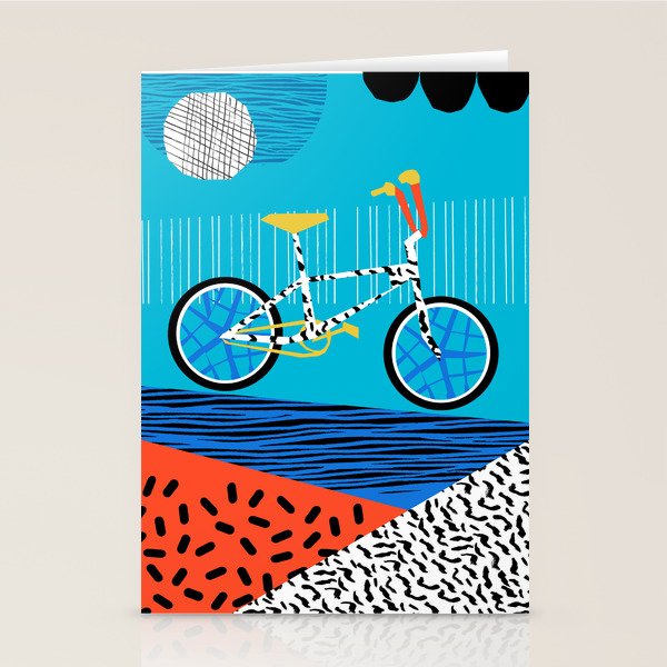 Wheelie - roger decoster bmx, bikes, bike, bicycle art print, cycling, sports art print Stationery Card Gallery Image 1