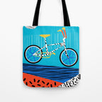 Wheelie - roger decoster bmx, bikes, bike, bicycle art print, cycling, sports art print Tote Bag Gallery Image 1