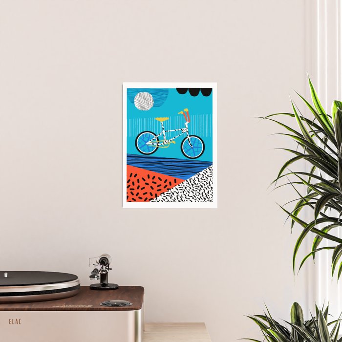 Wheelie - roger decoster bmx, bikes, bike, bicycle art print, cycling, sports art print Poster Gallery Image 2