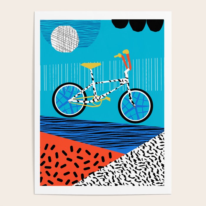 Wheelie - roger decoster bmx, bikes, bike, bicycle art print, cycling, sports art print Poster Gallery Image 4