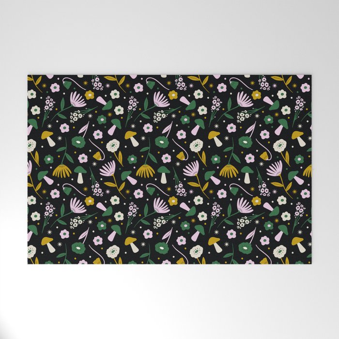 Magic Mushroom Forest Pattern Welcome Mat Gallery Image 1