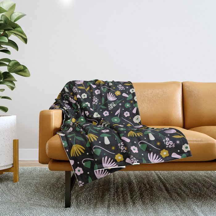Magic Mushroom Forest Pattern Throw Blanket Gallery Image 1