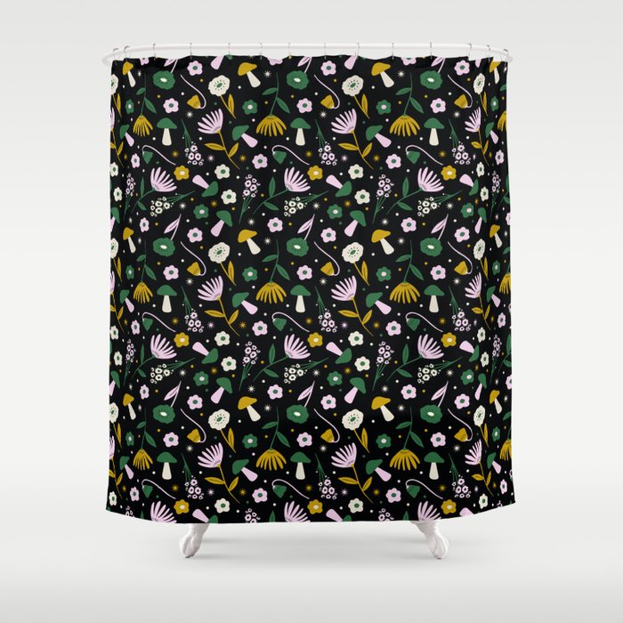 Magic Mushroom Forest Pattern Shower Curtain Gallery Image 1