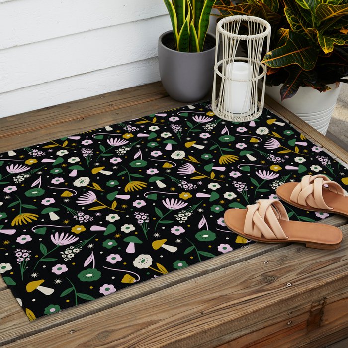 Magic Mushroom Forest Pattern Outdoor Rug Gallery Image 2