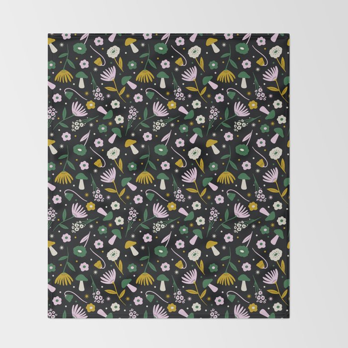 Magic Mushroom Forest Pattern Throw Blanket Gallery Image 2