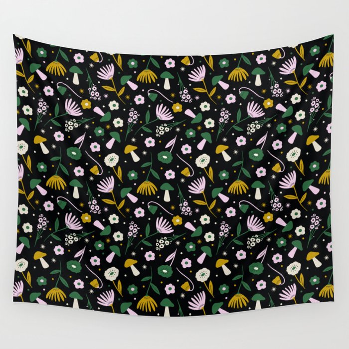 Magic Mushroom Forest Pattern Wall Tapestry Gallery Image 4