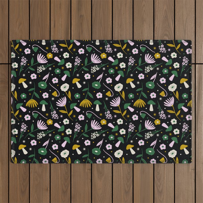 Magic Mushroom Forest Pattern Outdoor Rug Gallery Image 1