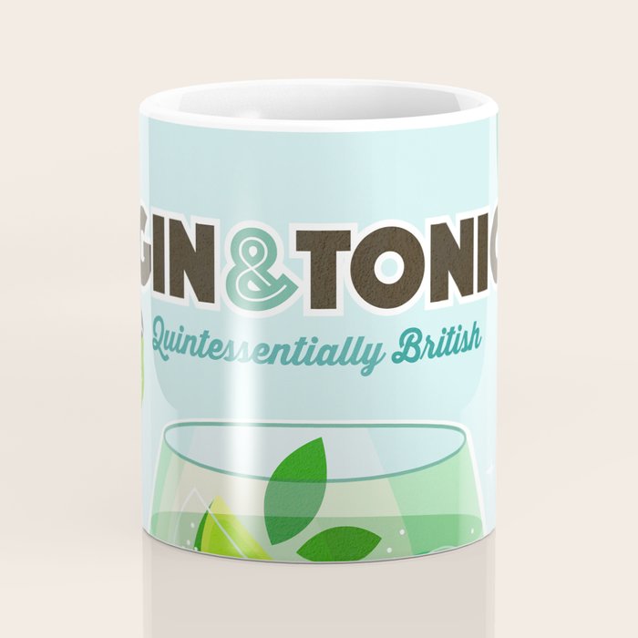 Gin and Tonic Retro Cocktail - Aqua blue green Coffee Mug Gallery Image 4