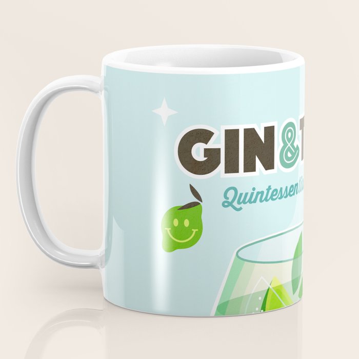 Gin and Tonic Retro Cocktail - Aqua blue green Coffee Mug Gallery Image 3