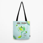Gin and Tonic Retro Cocktail - Aqua blue green Tote Bag Gallery Image 2