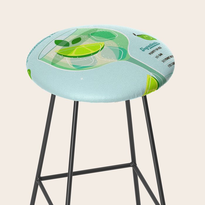 Gin and Tonic Retro Cocktail - Aqua blue green Stool Gallery Image 2