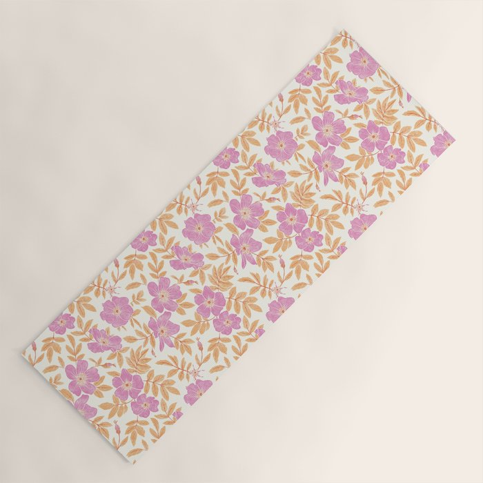 Wild Mountain Roses - sunset pink and orange  Yoga Mat Gallery Image 1