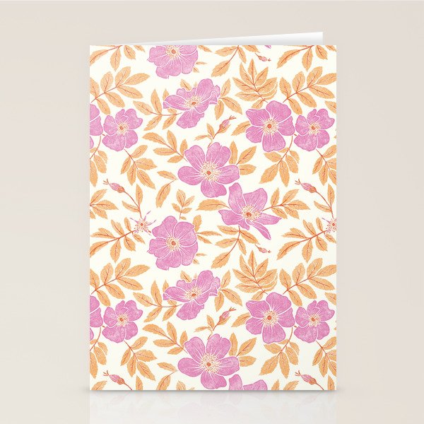 Wild Mountain Roses - sunset pink and orange  Stationery Card Gallery Image 1