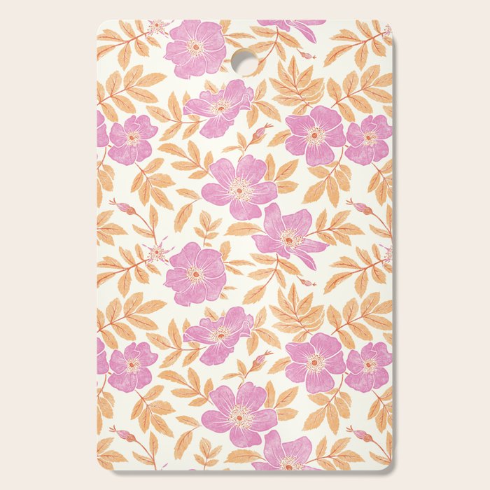 Wild Mountain Roses - sunset pink and orange  Cutting Board Gallery Image 1