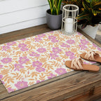 Wild Mountain Roses - sunset pink and orange  Outdoor Rug Gallery Image 2