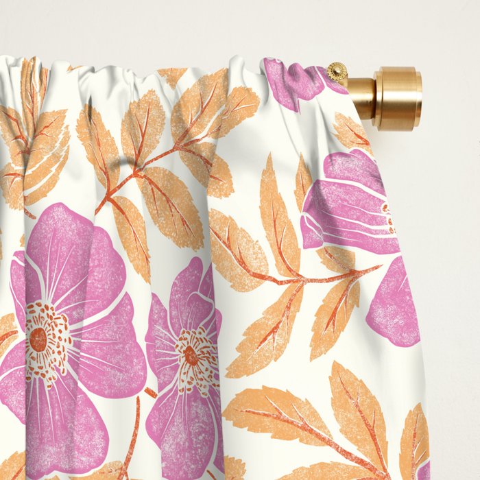 Wild Mountain Roses - sunset pink and orange  Window Curtain Gallery Image 2
