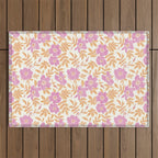 Wild Mountain Roses - sunset pink and orange  Outdoor Rug Gallery Image 1
