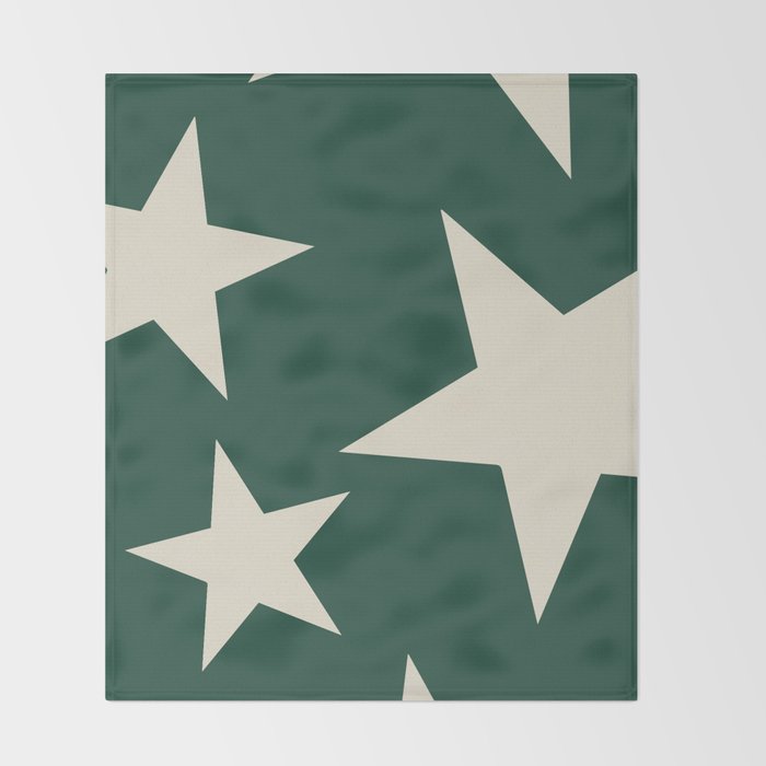 Big Ol Stars Old Money Green Throw Blanket Gallery Image 2