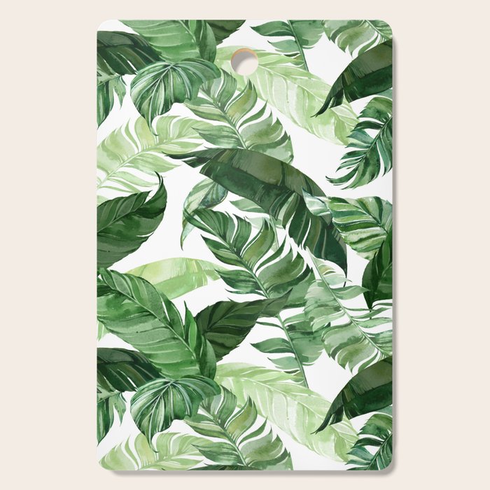 Green leaf watercolor pattern Cutting Board Gallery Image 1