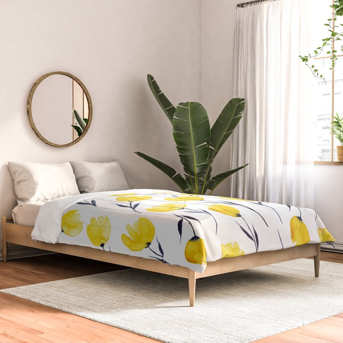Yellow Tulips | Watercolour Pattern Comforter Gallery Image 2