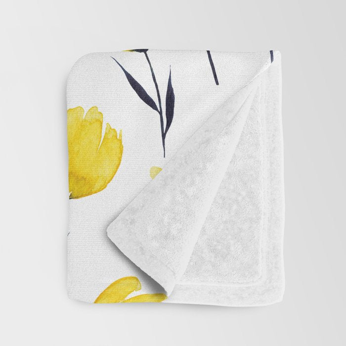 Yellow Tulips | Watercolour Pattern Throw Blanket Gallery Image 3