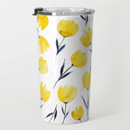 Yellow Tulips | Watercolour Pattern Travel Mug Gallery Image 3